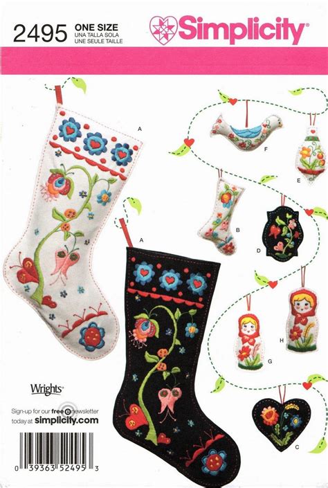 Simplicitysewing Pattern 2495 By Wrights One Size Holiday Christmas Decorations Stockings And