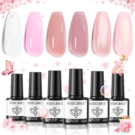 Jual Modelones Gel Nail Polish Set 6 Warna Nude Neutral Gel Polish Nude Pink Skin Tone Glitter