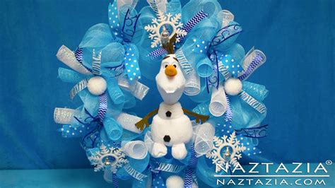 How To Make Frozen Inspired Wreath Diy Tutorial Deco Mesh Olaf Plush