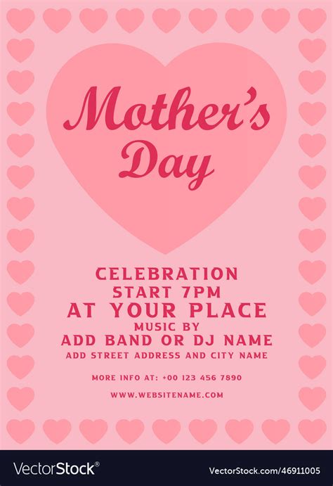 Mothers Day Party Poster Flyer Design Royalty Free Vector