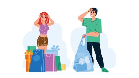 Shopping Habits Of Customers Man And Woman Vector 17317254 Vector Art At Vecteezy