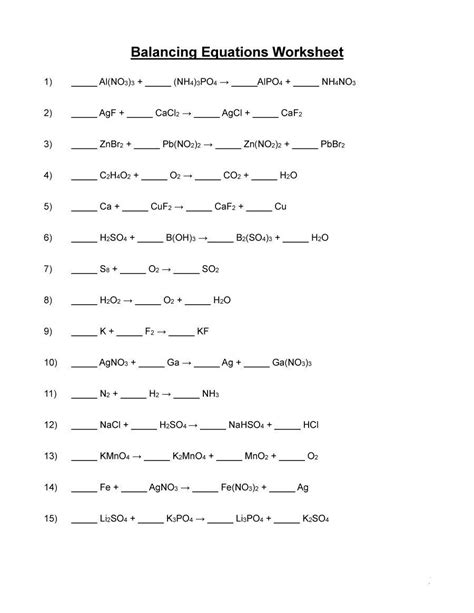 50 Examples Of Unbalanced Chemical Equations With Answers