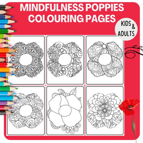 Mindfulness Poppies Coloring Pages Le Jour Du Souvenir Remembrance Day