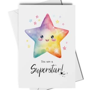 You Are a Superstar Card, Well Done Card, You Passed Card, Appreciation Card, You're a Superstar ...