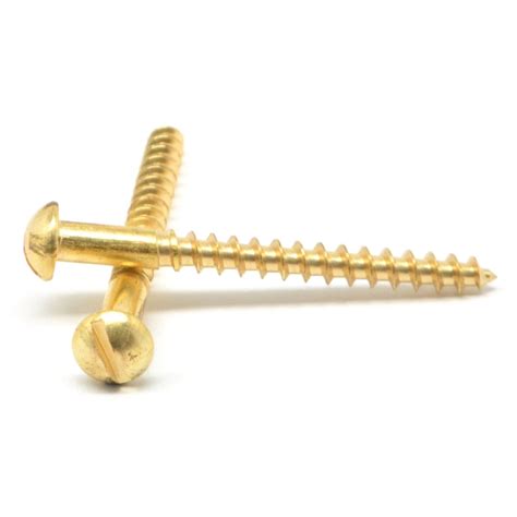 10 X 1 34 Wood Screw Slotted Round Head Brass Pk 50