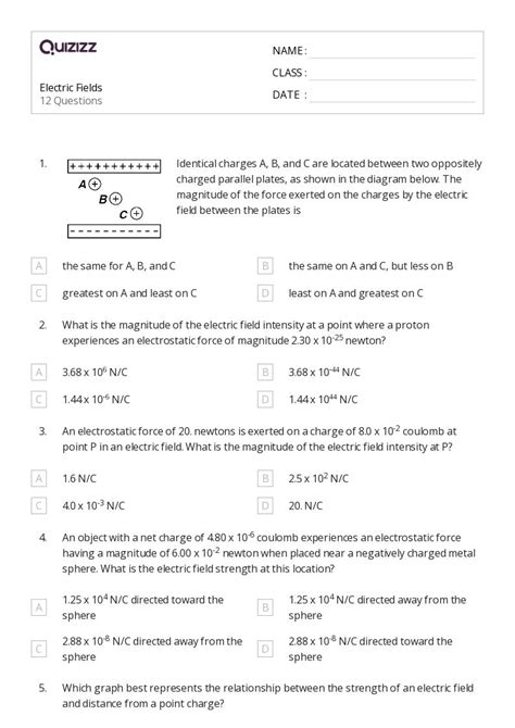 50+ electric charge field and potential worksheets on Quizizz | Free ...