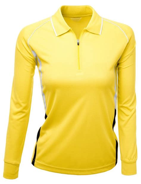 Xpril Womens Coolon Fabric Zip Up Point Golf Polo Shirts