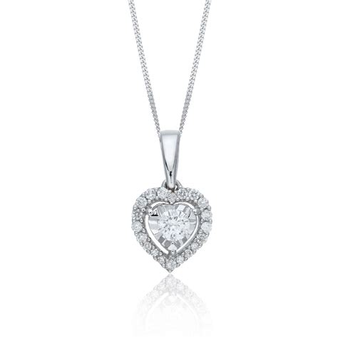 9ct White Gold Brilliant Cut 025ct Diamond Heart Cluster Pendant