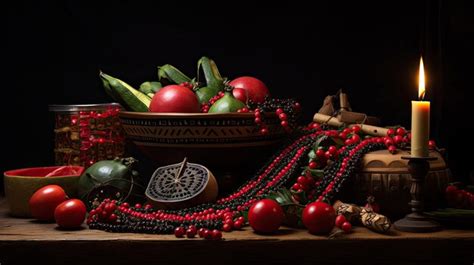 Premium Ai Image Happy Kwanzaa Table Set With Traditional African