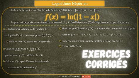 Fonction Logarithme Népérien et Valeur Absolue Exercice Corrigé YouTube