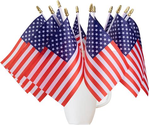 50 Pack Small American Flags On Stick 5x8 Inchmini