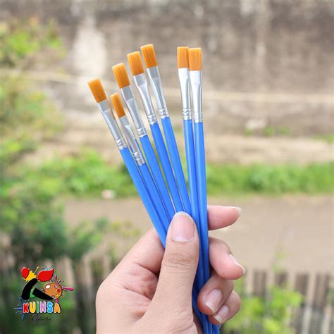 Kuas Lukis Ujung Rata Paintbrush Bahan Bulu Nylon Lembut ALATLUKIS CO ID