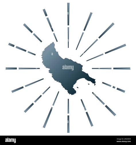 Zakynthos Island Gradiented Sunburst Map Of The Island With Colorful