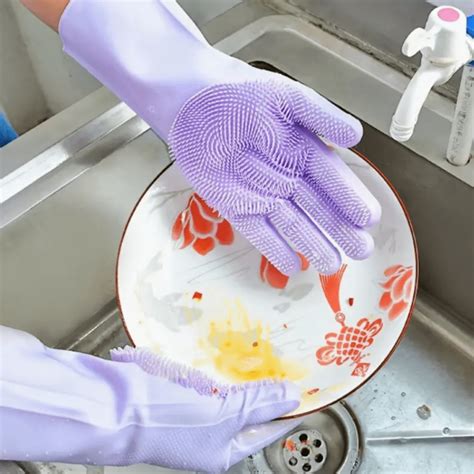 Pack Waterproof Silicone Dish Gloves For Kitchen And Household