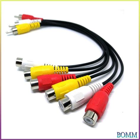 3RCA macho jack para 6 RCA fêmea divisor ou vídeo AV TV DVD cabo