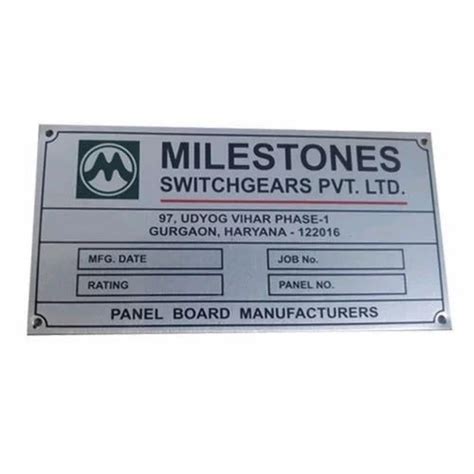 Silver Aluminium Machine Nameplate For Industrial At Rs Square Inch