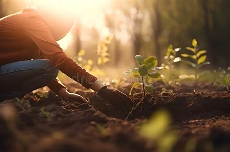 People Planting Trees In Community Garden Generative Ai Stock