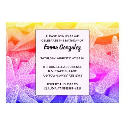 Colorful Starfish Birthday Party Invitation Coast Design Nature Ocean