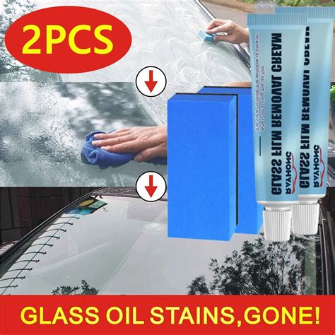 2pcs Car Glass Oil Film Removal Wipes Car Windscreen Cleaner Removes Windshield Drops Car Glass