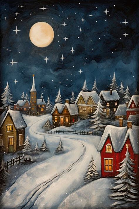 Village At North Pole At Christmas Whimisical Art Vintage Postcard
