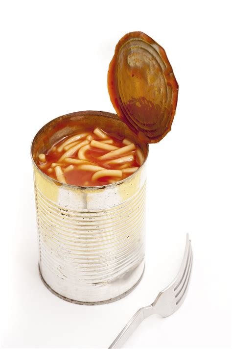 Open Tin Of Spaghetti In Tomato Sauce Free Stock Image