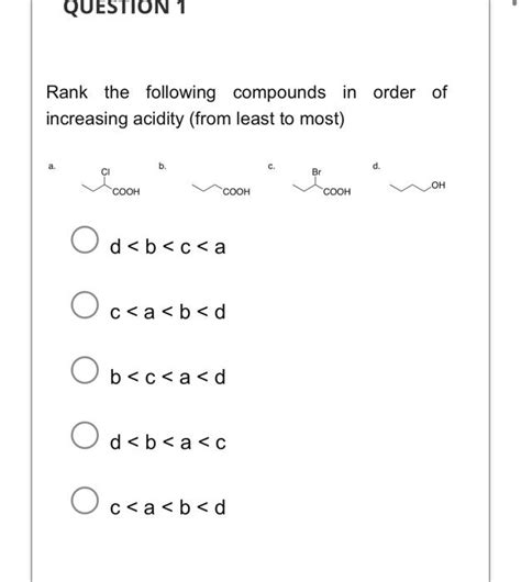 Solved Rank The Following Compounds In Order Of Increasing