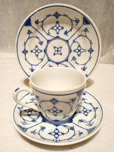 Kahla Porcelain Blau Saks Germany Blue And White Teacup Saucer And Plate