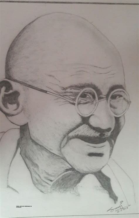 Brilliant Pencil Sketch Of Mahatma Gandhi - Desi Painters