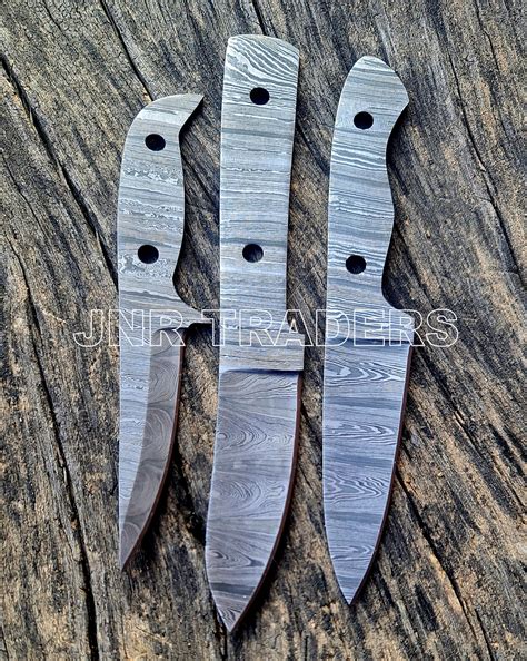 Damascus Steel Blank Blade Set 03 Pcs Handmade Paring Knife Blank Diy