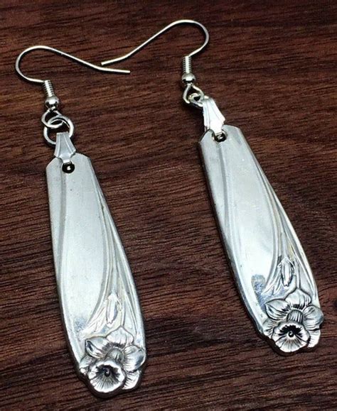 Daffodil Spoon Earrings Wm Rogers 1950 Silverplate Antique Vintage