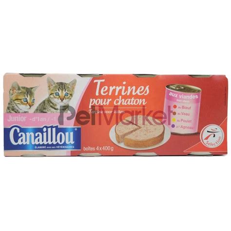 CANAILLOU Junior Cat Terrines bœuf veau poulet agneau 4 x 400 g