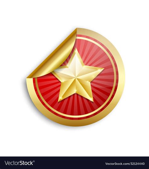 Golden Star Sticker On White Background Royalty Free Vector