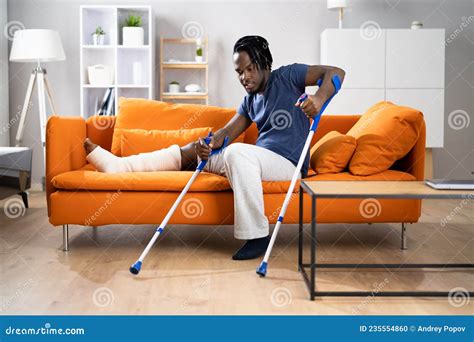 Man With Broken Leg After Accident Stock Photo Image Of African Male