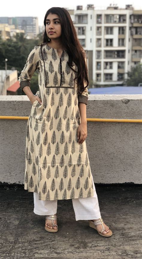 Ivory Aasopalav Threaded Kurta Simple Kurti Designs Long Kurti