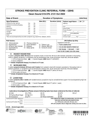 Fillable Online Stroke Prevention Clinic Referral Form Gbhs Fax Email