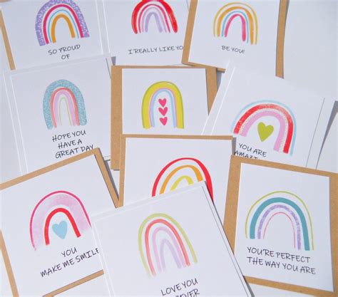 Small Rainbow Encouragement Cards 10 Cards Etsys Pick Positivity