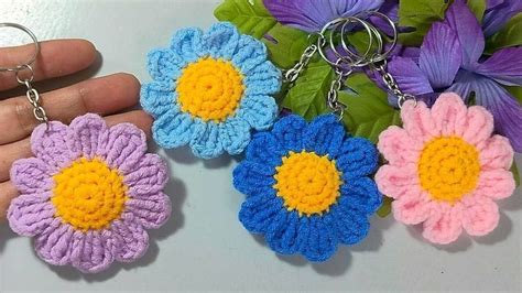 Crochet Keychain How To Crochet Daisy Flower Keychain Daisy Flower