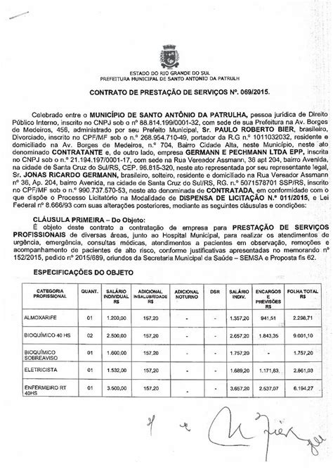 Pdf Contrato De Presta O De Servios N Objeto