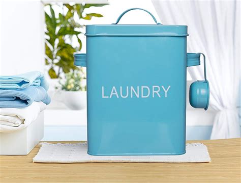 A Turquoise Washing Detergent Container Is Just One Of Many Clever