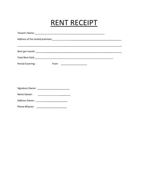 Free Printable Rent Receipt Template Word Excel Fillable Download