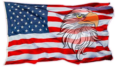 Waving American Flag Eagle Head Decal Sticker Etsy