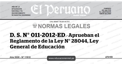 D S N Ed Aprueban El Reglamento De La Ley N Ley