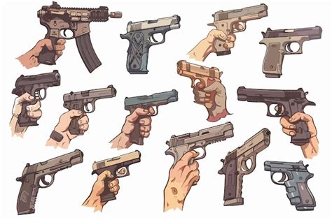 Collection Of Hands Holding Weapon Illustrations Premium Ai Generated