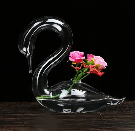 Swan Shaped Flower Hydroponic Flower Glass Vase Wedding Table