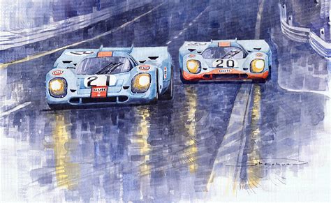 Gulf-porsche 917 K Spa Francorchamps 1970 Painting by Yuriy Shevchuk