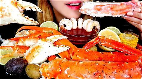 Asmr Mukbang Seafood Boil Red King Crab🦀 Snow Crab🦀 Shrimp🦐 Eating