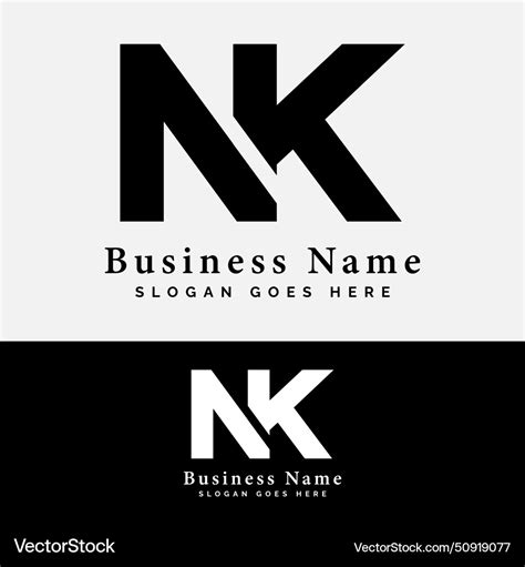 N K Nk Letter Logo Alphabet Initial Icon Vector Image