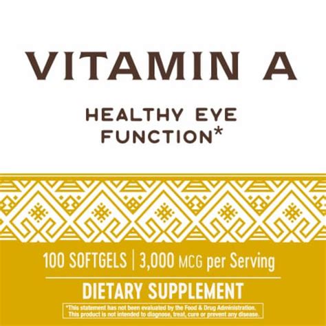 Nature S Way Vitamin A Healthy Eye Function High Potency Vitamin A Softgels 3000 Mcg Per Serving