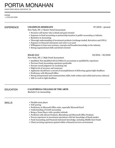 Fund Accountant Resume Samples Velvet Jobs