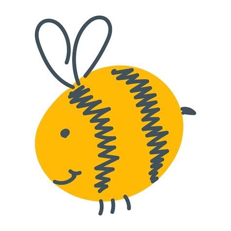 Premium Vector Simple Doodle Bee Fluffy Bumblebee Set For Decoration